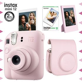 Instax Mini 12 Pembe Fotoğraf Makinesi 10'lu Film Çerçeve ve Deri Kılıf Seti