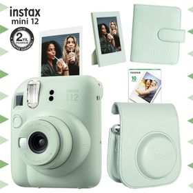 Instax Mini 12 Yeşil 10'lu Film Çerçeve Kare Albüm Deri Kılıf ve Fotoğraf Makinesi Seti