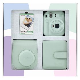 Instax Mini 12 Yeşil 10'lu Film Kare Albüm Deri Kılıf Bundle Box ve Fotoğraf Makinesi