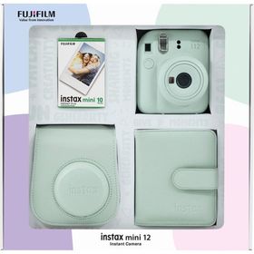 Instax Mini 12 Yeşil 10'lu Film Kare Albüm Deri Kılıf Bundle Box ve Fotoğraf Makinesi