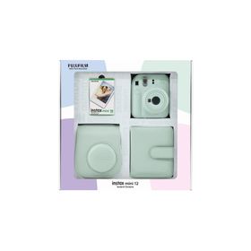 Instax Mini 12 Yeşil 10'lu Film Kare Albüm Deri Kılıf Bundle Box ve Fotoğraf Makinesi