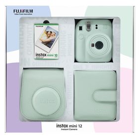 Instax Mini 12 Yeşil 10'lu Film Kare Albüm Deri Kılıf Bundle Box ve Fotoğraf Makinesi