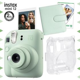 Instax Mini 12 Yeşil 10'lu Film Kare Albüm Şeffaf Kılıf ve Fotoğraf Makinesi Seti