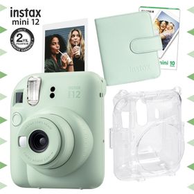 Instax Mini 12 Yeşil 10'lu Film Kare Albüm Şeffaf Kılıf ve Fotoğraf Makinesi Seti