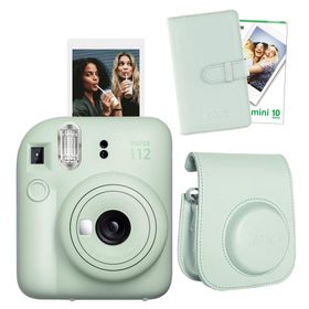 Instax Mini 12 Yeşil 10'lu Film Laporta Albüm Deri Kılıf ve Fotoğraf Makinesi Seti