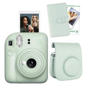 Instax Mini 12 Yeşil 10'lu Film Laporta Albüm Deri Kılıf ve Fotoğraf Makinesi Seti