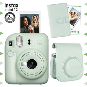 Instax Mini 12 Yeşil 10'lu Film Laporta Albüm Deri Kılıf ve Fotoğraf Makinesi Seti