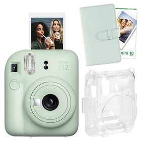 Instax Mini 12 Yeşil 10'lu Film Laporta Albüm Şeffaf Kılıf ve Fotoğraf Makinesi Seti