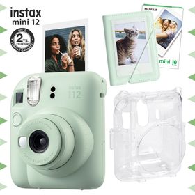 Instax Mini 12 Yeşil 10'lu Film Mini Albüm Şeffaf Kılıf ve Fotoğraf Makinesi Seti