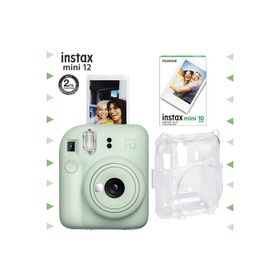 Instax Mini 12 Yeşil 10'lu Film Şeffaf Kılıf ve Fotoğraf Makinesi Seti