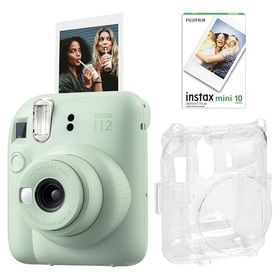 Instax Mini 12 Yeşil 10'lu Film Şeffaf Kılıf ve Fotoğraf Makinesi Seti