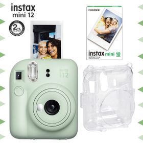 Instax Mini 12 Yeşil 10'lu Film Şeffaf Kılıf ve Fotoğraf Makinesi Seti