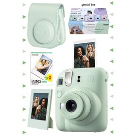 Instax Mini 12 Yeşil 20'li Film Çerçeve Deri Kılıf ve Fotoğraf Makinesi Seti