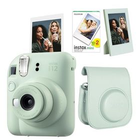 Instax Mini 12 Yeşil 20'li Film Çerçeve Deri Kılıf ve Fotoğraf Makinesi Seti