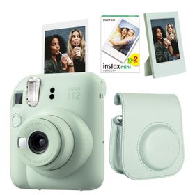 Instax Mini 12 Yeşil 20'li Film Çerçeve Deri Kılıf ve Fotoğraf Makinesi Seti