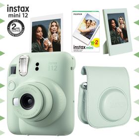 Instax Mini 12 Yeşil 20'li Film Çerçeve Deri Kılıf ve Fotoğraf Makinesi Seti