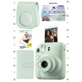 Instax Mini 12 Yeşil 20'li Film Laporta Albüm Deri Kılıf ve Fotoğraf Makinesi Seti