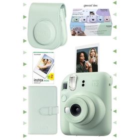 Instax Mini 12 Yeşil 20'li Film Laporta Albüm Deri Kılıf ve Fotoğraf Makinesi Seti