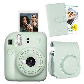 Instax Mini 12 Yeşil 20'li Film Laporta Albüm Deri Kılıf ve Fotoğraf Makinesi Seti