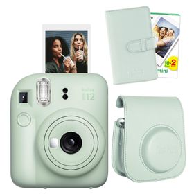 Instax Mini 12 Yeşil 20'li Film Laporta Albüm Deri Kılıf ve Fotoğraf Makinesi Seti
