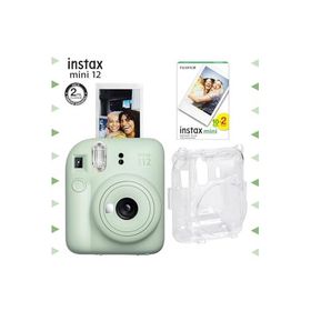 Instax Mini 12 Yeşil 20'li Film Şeffaf Kılıf ve Fotoğraf Makinesi Seti