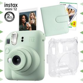 Instax Mini 12 Yeşil 20'lu Film Kare Albüm Şeffaf Kılıf ve Fotoğraf Makinesi Seti