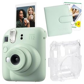 Instax Mini 12 Yeşil 20'lu Film Kare Albüm Şeffaf Kılıf ve Fotoğraf Makinesi Seti