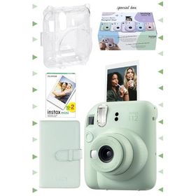 Instax Mini 12 Yeşil 20'lu Film Laporta Albüm Şeffaf Kılıf ve Fotoğraf Makinesi Seti