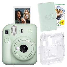 Instax Mini 12 Yeşil 20'lu Film Laporta Albüm Şeffaf Kılıf ve Fotoğraf Makinesi Seti