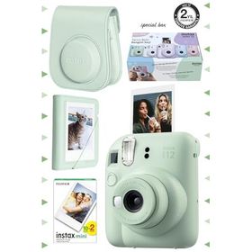 Instax Mini 12 Yeşil 20'lu Film Mini Albüm Deri Kılıf ve Fotoğraf Makinesi Seti
