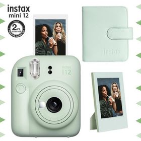 Instax Mini 12 Yeşil Çerçeve 64'lü Kare Albüm ve Fotoğraf Makinesi Seti