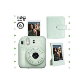 Instax Mini 12 Yeşil Çerçeve 64'lü Kare Albüm ve Fotoğraf Makinesi Seti