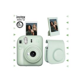 Instax Mini 12 Yeşil Çerçeve Deri Kılıf ve Fotoğraf Makinesi Seti