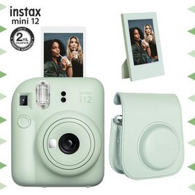 Instax Mini 12 Yeşil Çerçeve Deri Kılıf ve Fotoğraf Makinesi Seti