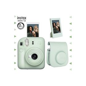 Instax Mini 12 Yeşil Çerçeve Deri Kılıf ve Fotoğraf Makinesi Seti