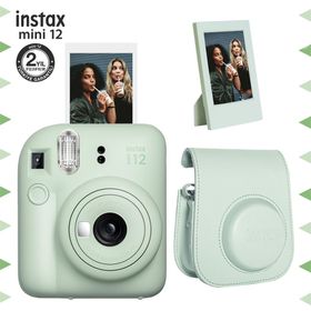 Instax Mini 12 Yeşil Çerçeve Deri Kılıf ve Fotoğraf Makinesi Seti