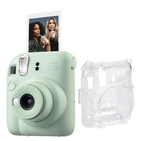 Instax Mini 12 Yeşil Şeffaf Kılıf ve Fotoğraf Makinesi Seti