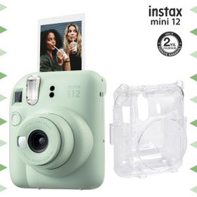 Instax Mini 12 Yeşil Şeffaf Kılıf ve Fotoğraf Makinesi Seti