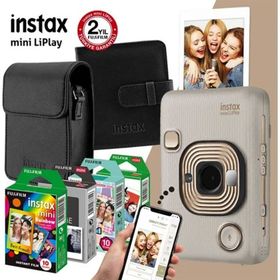Instax mini LiPlay Hybrid Beige Gold Fotoğraf Makinesi Mega Hediye Seti