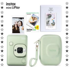 Instax Mini LiPlay Matcha Green 20'li Film Albüm Çanta ve Fotoğraf Makinesi Hediye Seti