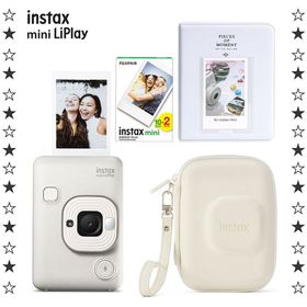 Instax Mini LiPlay Misty White 20'li Film Albüm Çanta ve Fotoğraf Makinesi Hediye Seti