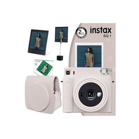 Instax SQ1 Beyaz 10'lu Kare Film Deri Kılıf Pleksi Çerçeve Kıskaçlı Stand ve Fotoğraf Makinesi