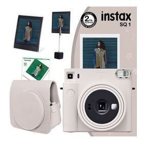 Instax SQ1 Beyaz 10'lu Kare Film Deri Kılıf Pleksi Çerçeve Kıskaçlı Stand ve Fotoğraf Makinesi