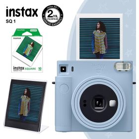 Instax SQ1 Buz Mavi Fotoğraf Makinesi 10'lu Kare Film ve Pleksi Çerçeve