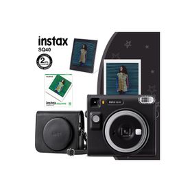 Instax SQ40 Siyah 10'lu Kare Film Deri Kılıf Pleksi Çerçeve ve Fotoğraf Makinesi