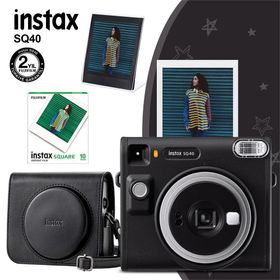 Instax SQ40 Siyah 10'lu Kare Film Deri Kılıf Pleksi Çerçeve ve Fotoğraf Makinesi