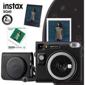 Instax SQ40 Siyah 10'lu Kare Film Deri Kılıf Pleksi Çerçeve ve Fotoğraf Makinesi