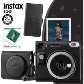 Instax SQ40 Siyah 10'lu Kare Film Deri Kılıf Siyah Albüm ve Fotoğraf Makinesi