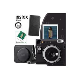 Instax SQ40 Siyah 10'lu Kare Film Deri Kılıf Siyah Albüm ve Fotoğraf Makinesi