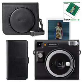 Instax SQ40 Siyah 10'lu Kare Film Deri Kılıf Siyah Albüm ve Fotoğraf Makinesi